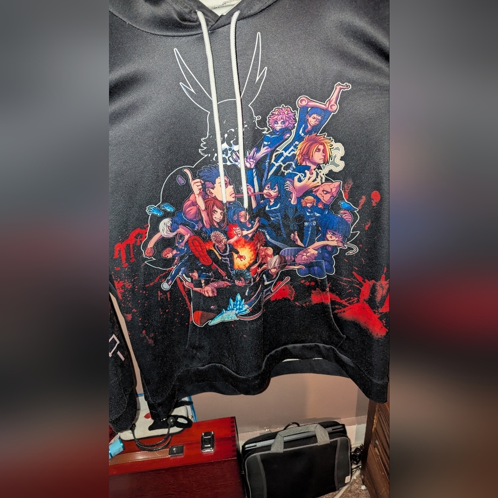 My Hero Academia Black Graphic Hoodie with Colorful Design